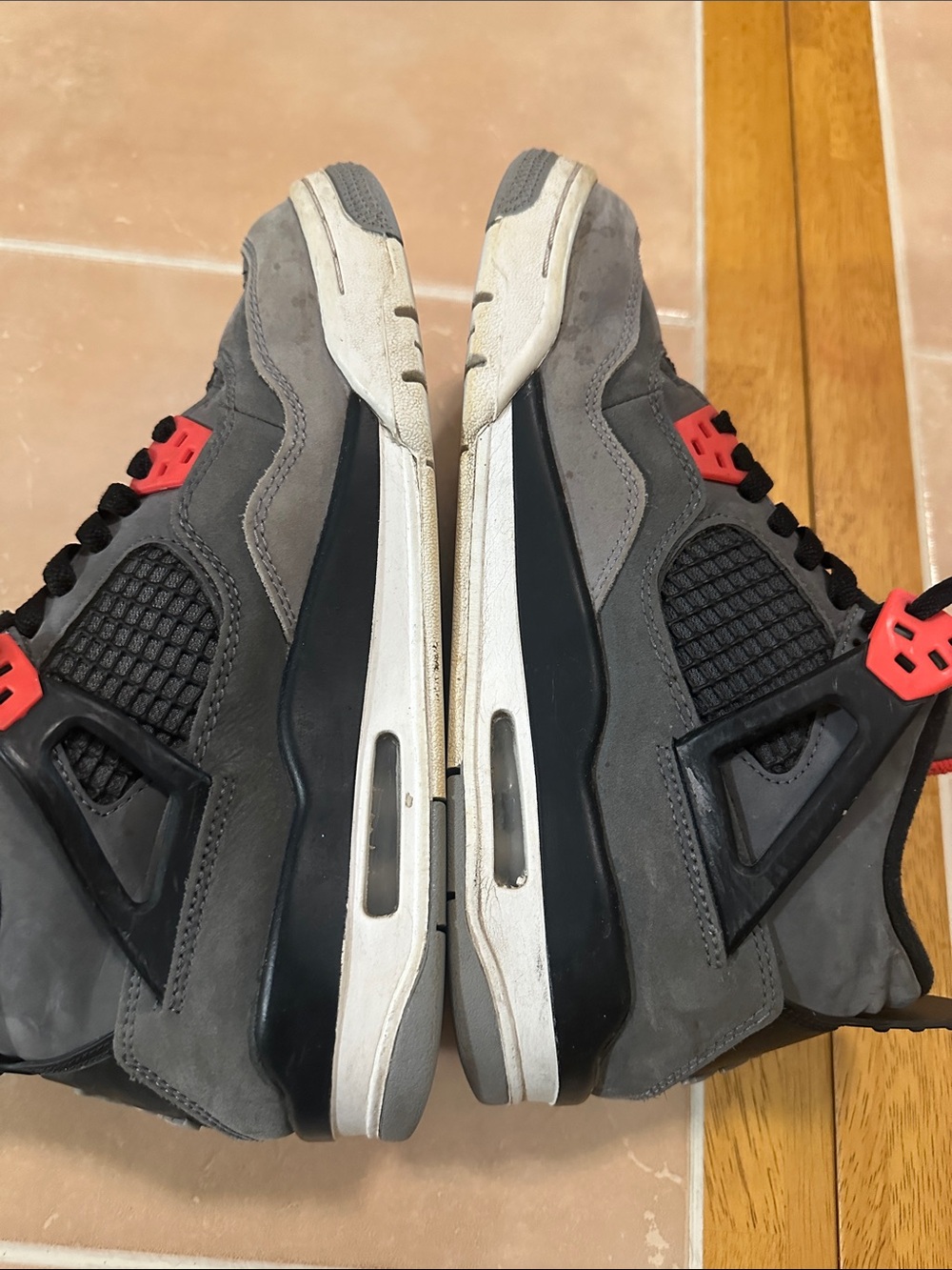 Jordan Men’s 4 Retro Sneakers - Gray and Red - Picture 7 of 11